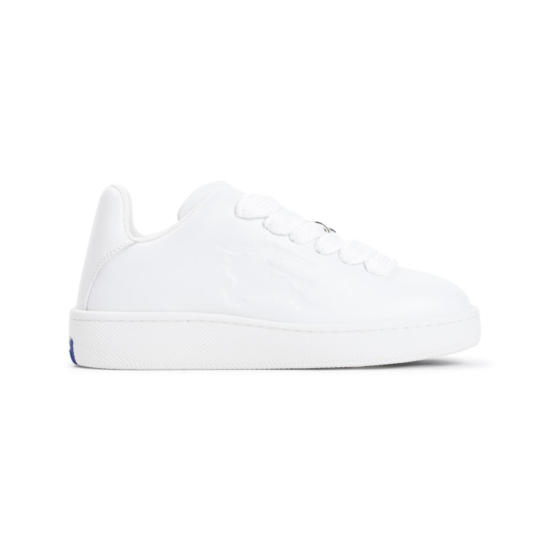 Burberry White Leather Sneakers With Silver Accents And Engraved Logo