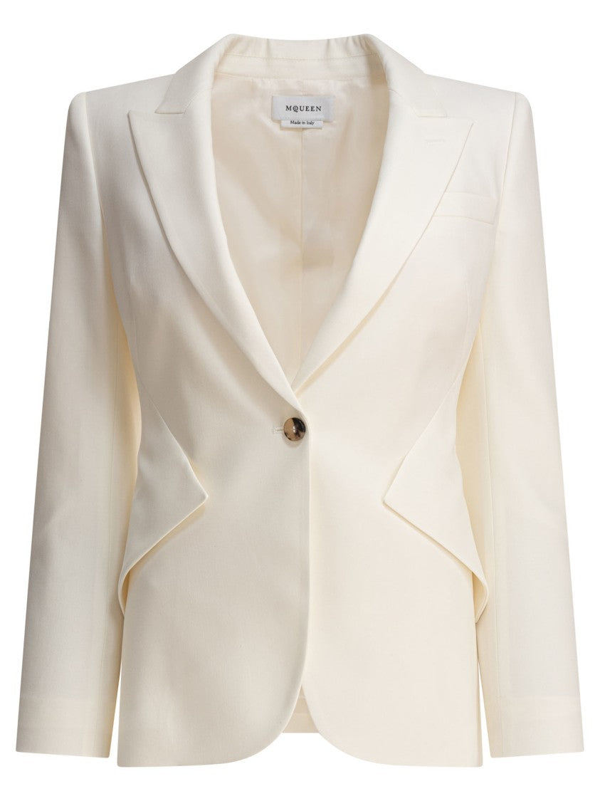 Alexander Mcqueen White Tailored Jacket With Structured Lapels