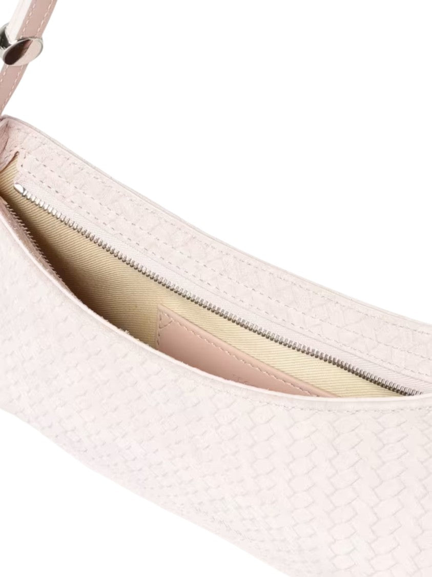 Jacquemus Pink Front Logo Woven Leather Shoulder Bag