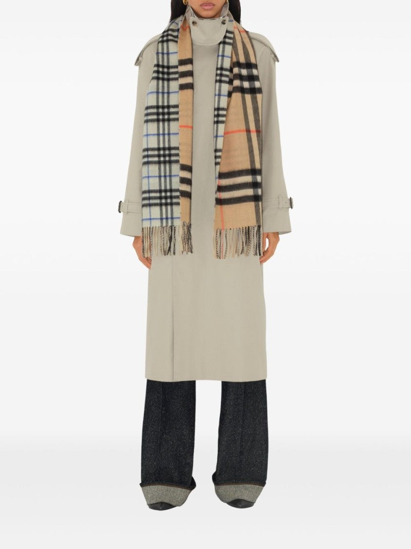 Burberry Light Beige Check Pattern Scarf