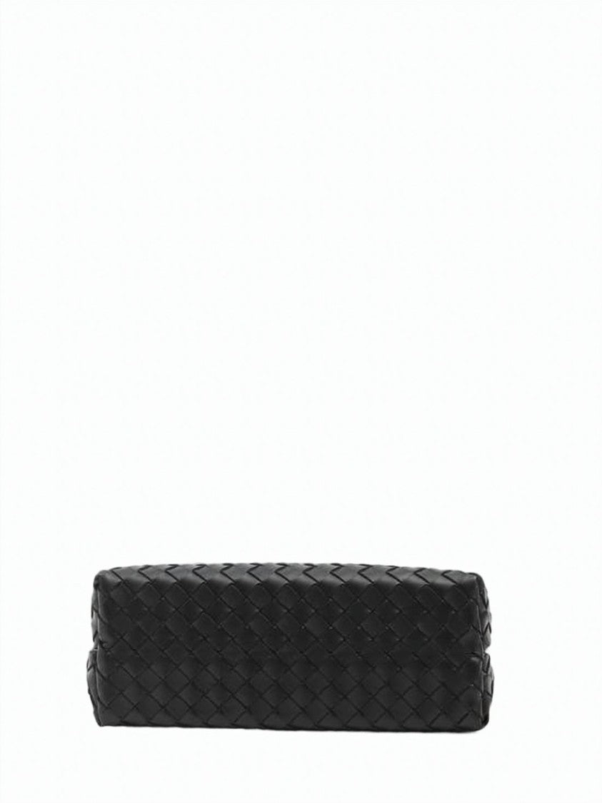 Bottega Veneta Rectangular Woven Lambskin Crossbody Bag With Gold-Tone Knot