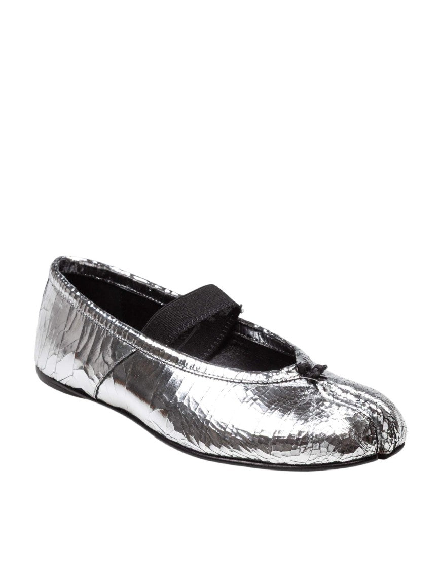 Maison Margiela Silver Broken Leather Tabi Ballerina