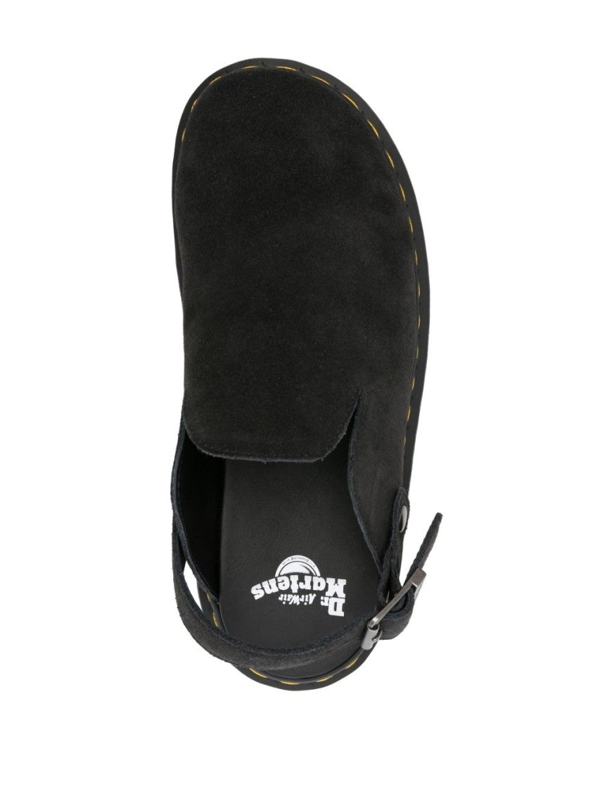 Dr. Martens Black Suede Sandals With Adjustable Buckle