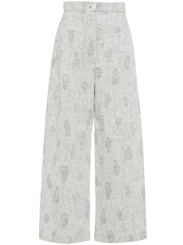 Henrik Vibskov High-Waisted Wide-Leg Pants With Textured Print
