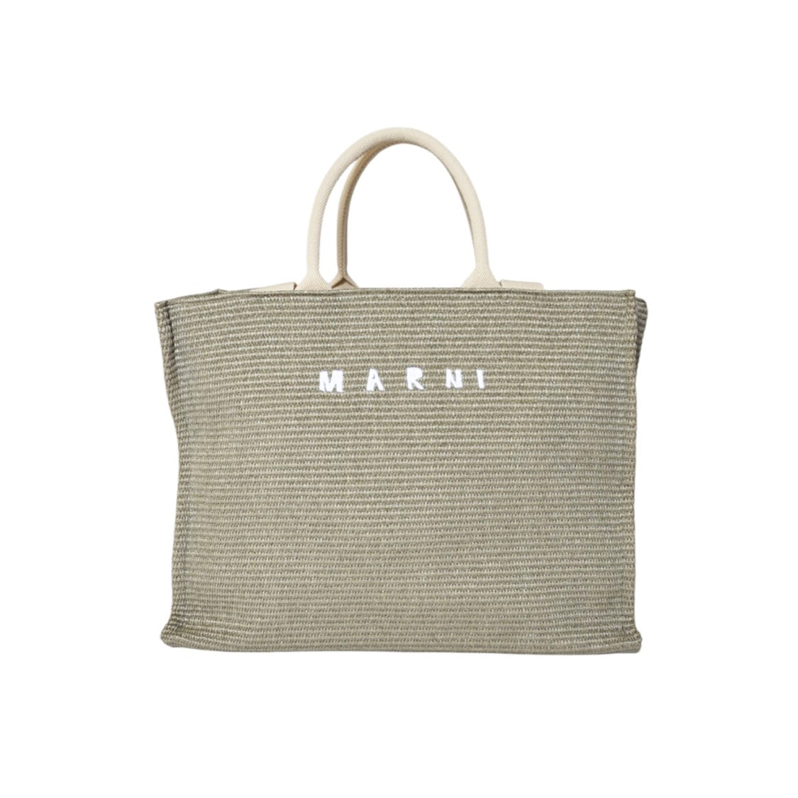 Marni Large Tote Bag In Green Raffia Effect Fabric