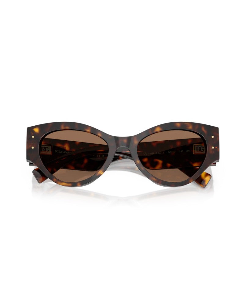 Dolce & Gabbana Havana Cat-Eye Sunglasses With Dark Brown Lenses