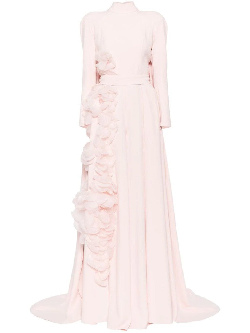 Saiid Kobeisy Crepe Kaftan With Organza Flowers