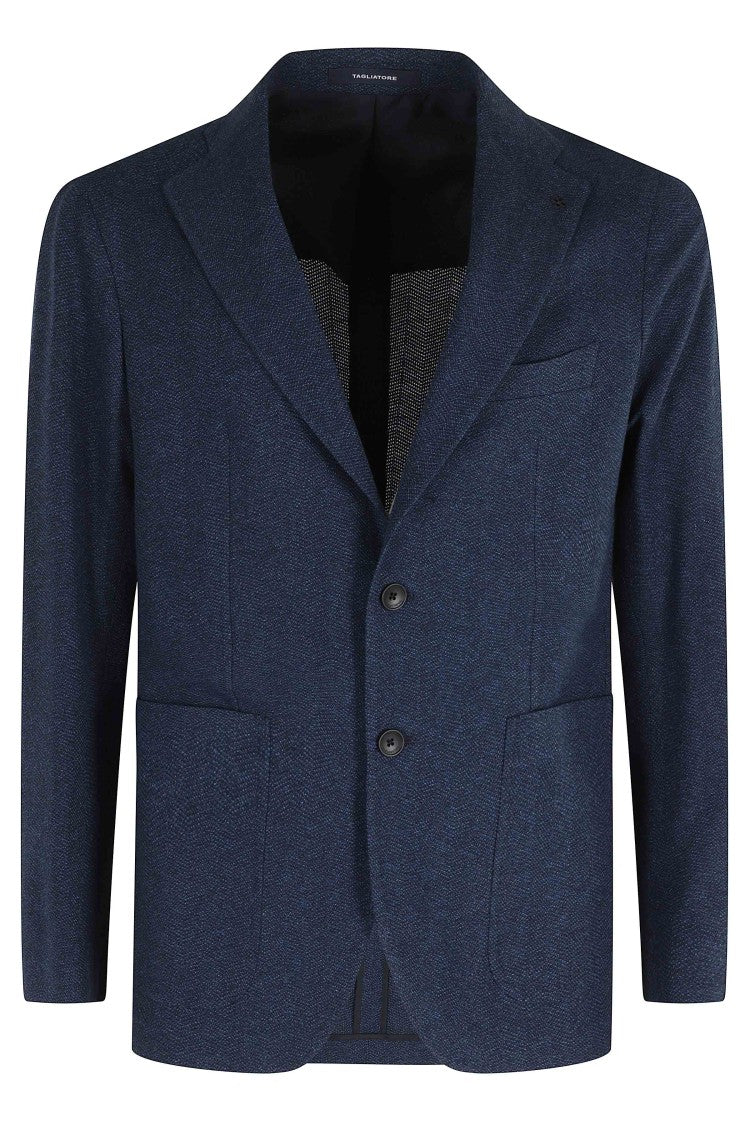Tagliatore Blue Montecarlo Single-Breasted Cotton Jersey Blazer