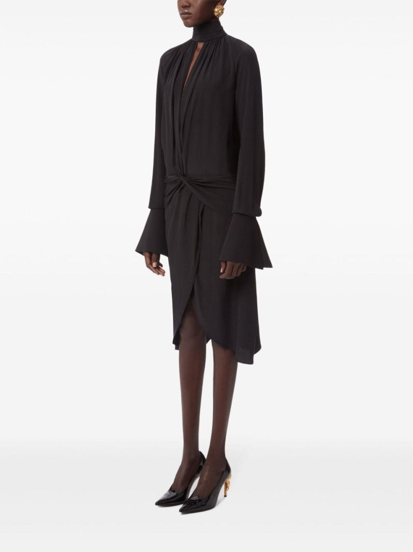 Nina Ricci Pleated Silk Midi Dress