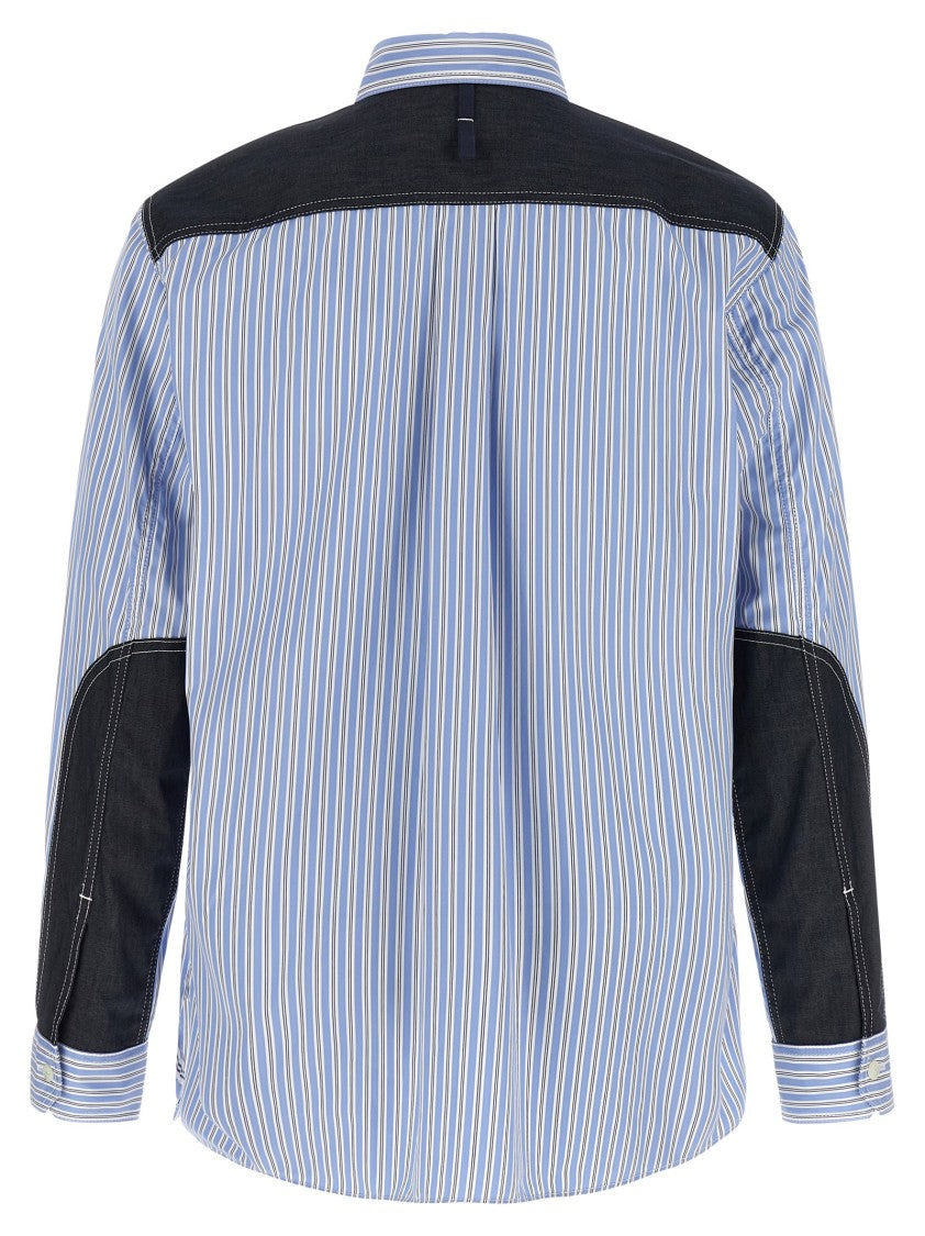 Junya Watanabe Striped Poplin Shirt With Denim Inserts