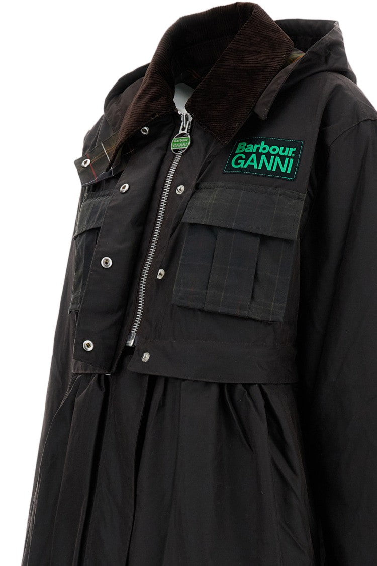 Barbour Barbour X Ganni Waxed Jacket With Ruffled Trim