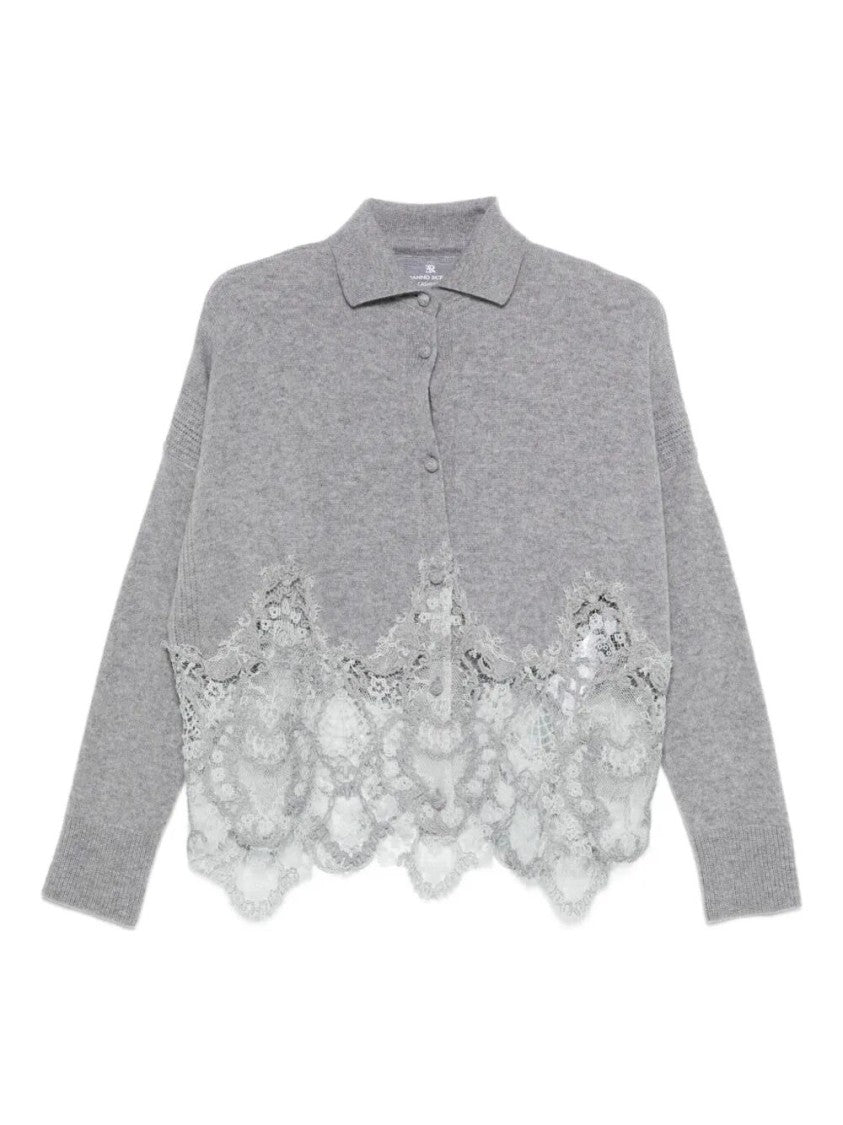 Ermanno Scervino Cashmere Top With Lace Trim