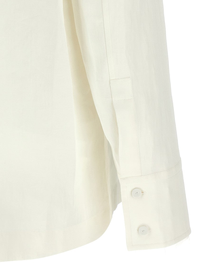 Jil Sander Comfort Fit Linen Shirt With Zip Closure