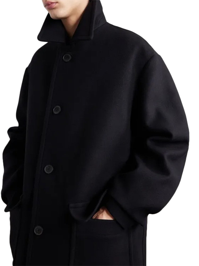 Dries Van Noten Randale Minimalist Long Black Coat