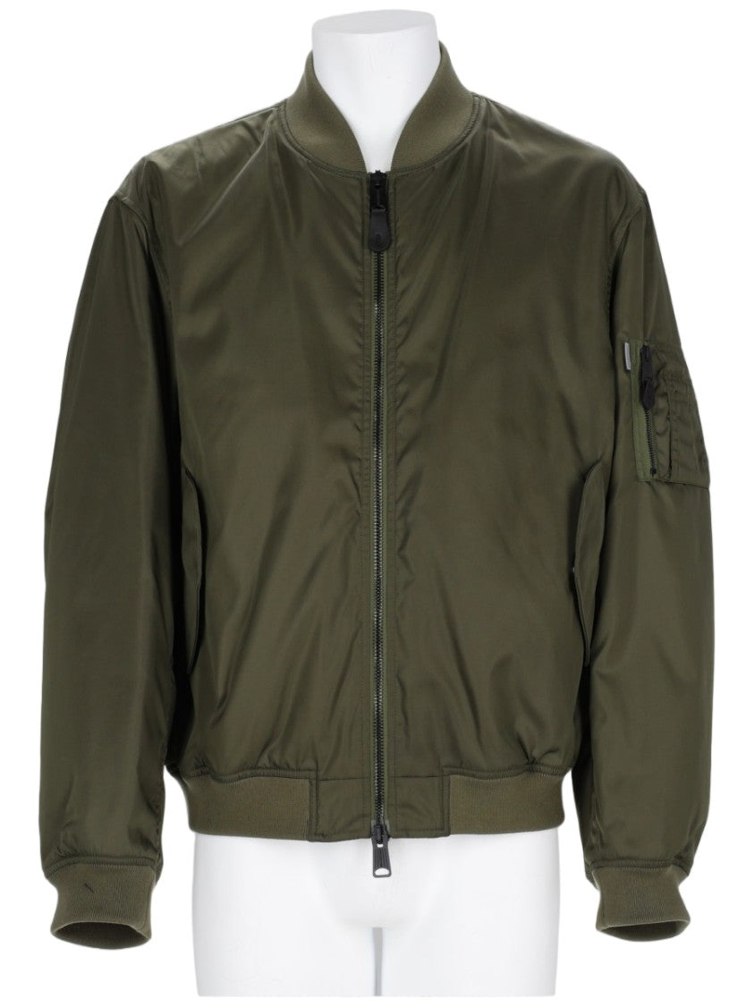 Balenciaga Classic Olive Green Bomber Jacket With Ribbed Details