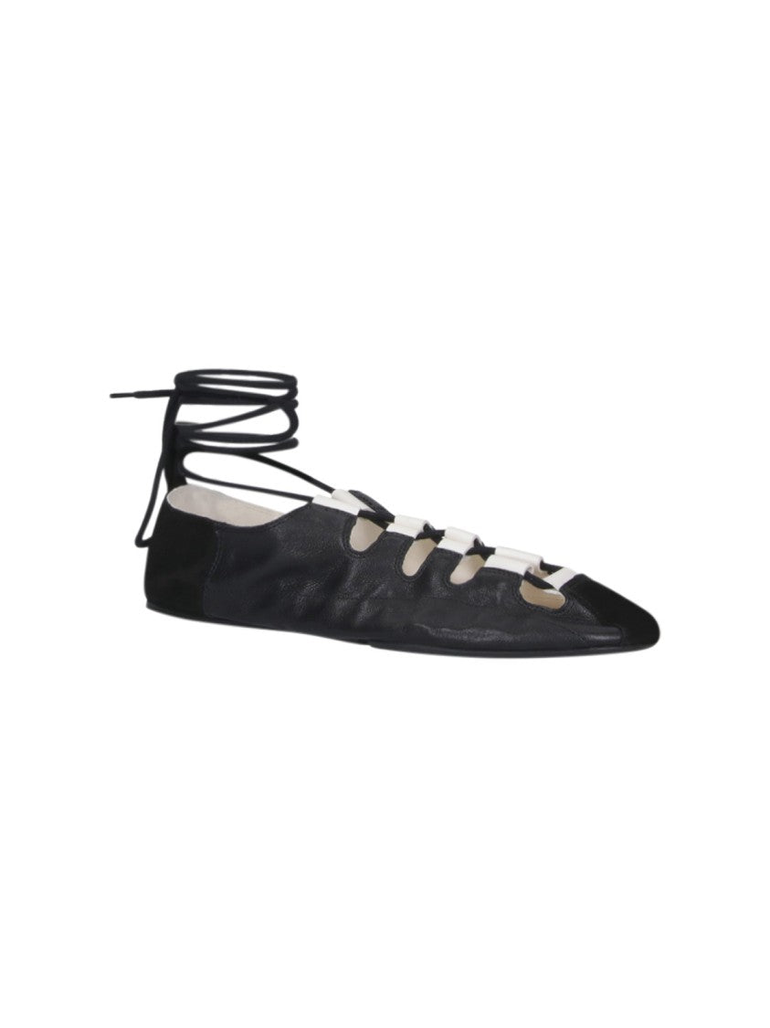 Alaïa Black Pointed Toe Cut-Out Ankle Flats