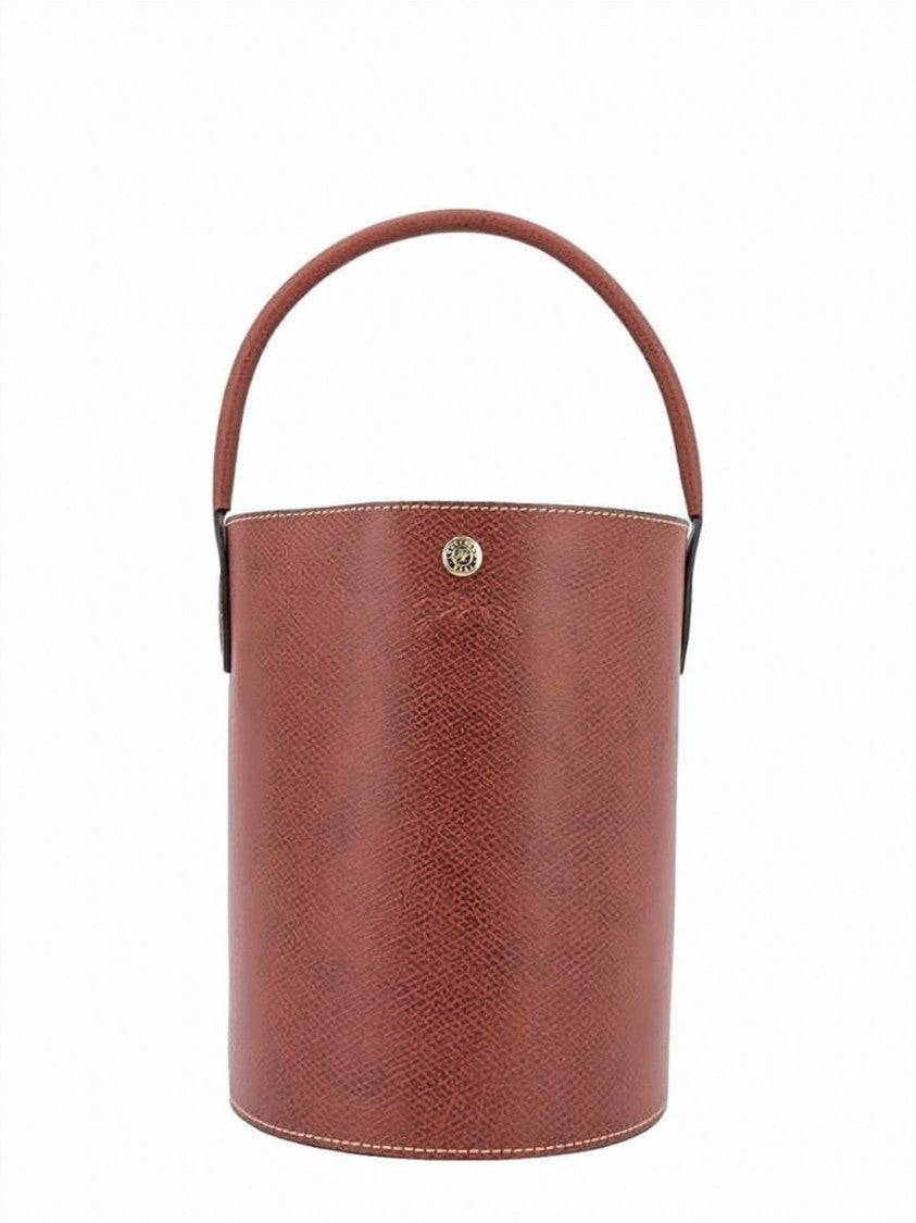 Longchamp Structured Brown Cowhide Leather Shoulder Bag