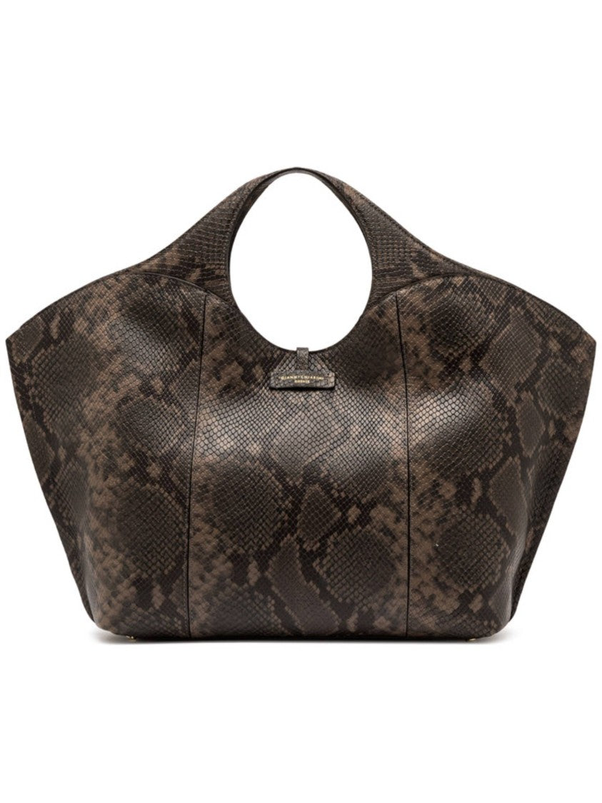 Gianni Chiarini Handbag With Rounded Handle Cutout And Gold-Tone Accents