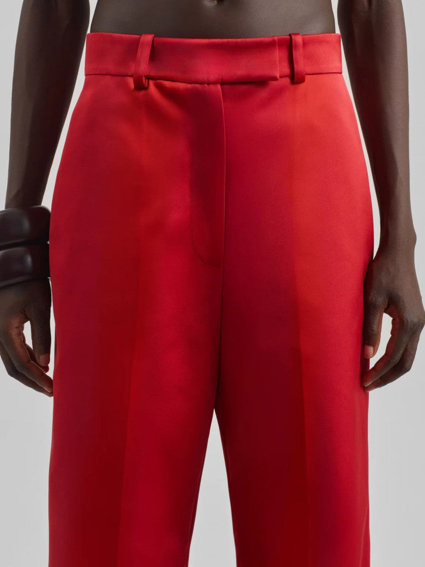 The Frankie Shop Red Wide Leg Satin Wide-Leg Pants