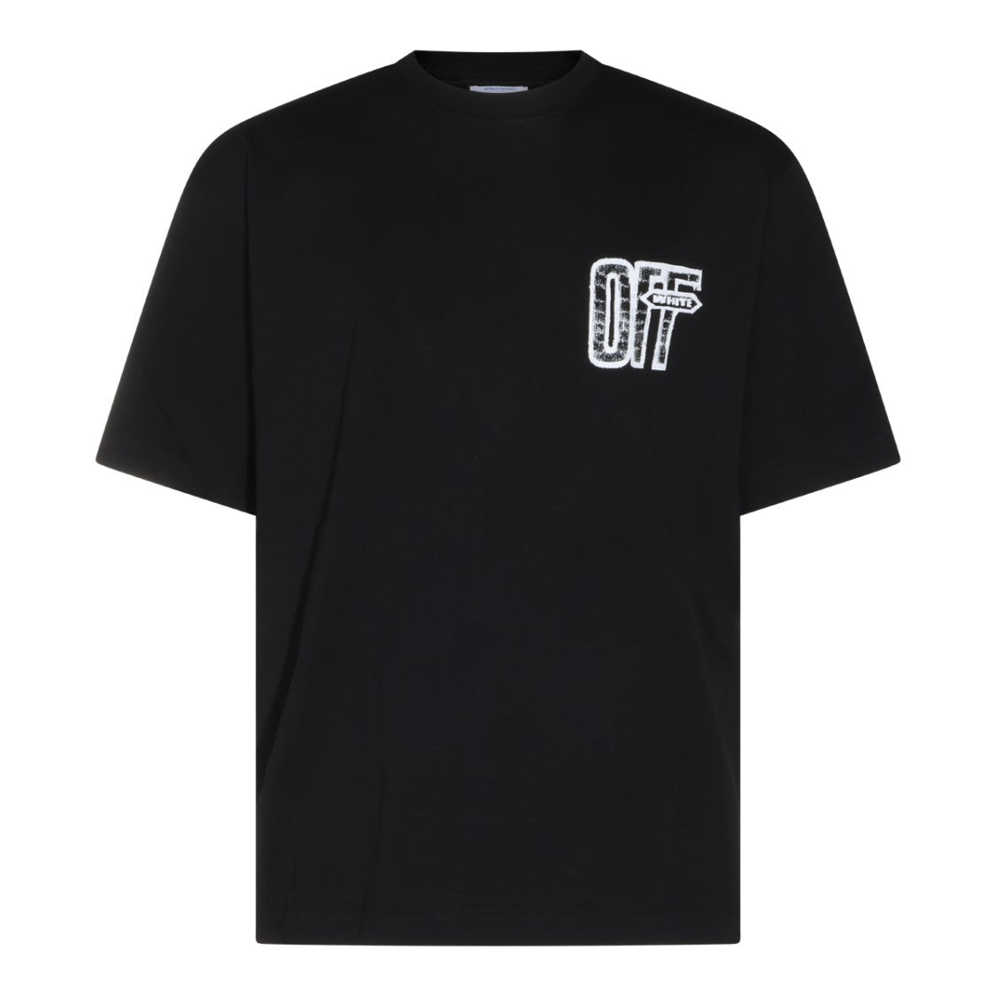 Off-White Black Cotton Heart Logo Crewneck T-Shirt