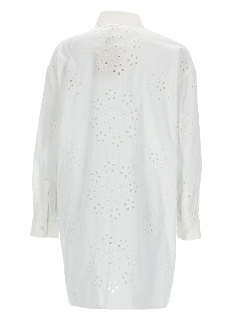 Herno Neutrals Perforated Floral Pattern Cotton Shirt