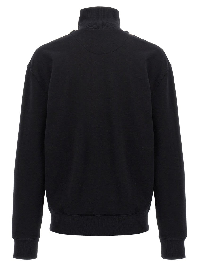 Maison Kitsuné Quarter-Zip Black Long-Sleeve Top With High Collar