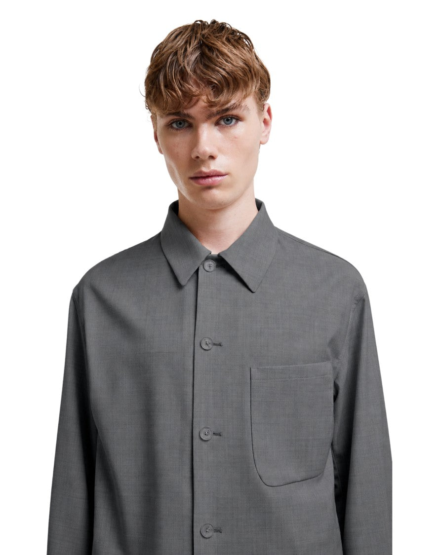 Hevo Lightweight Wool Blend Overshirt With Five-Button Closure