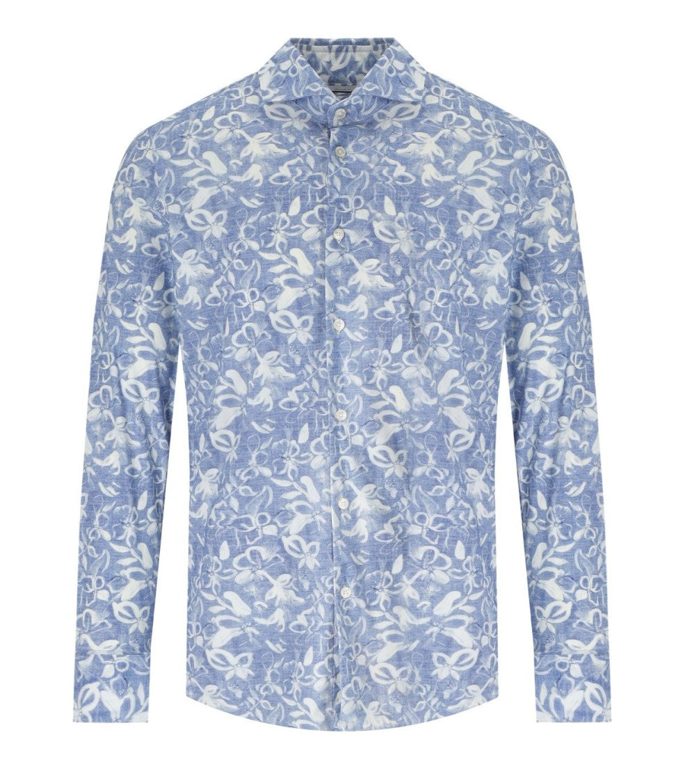 Archivium Light Blue Denim Effect Floral Shirt
