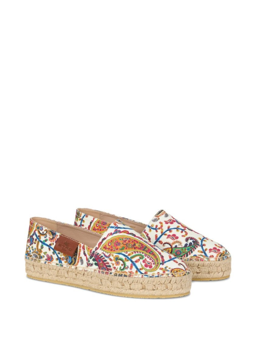 Etro White Espadrilles With Floral Paisley Pattern