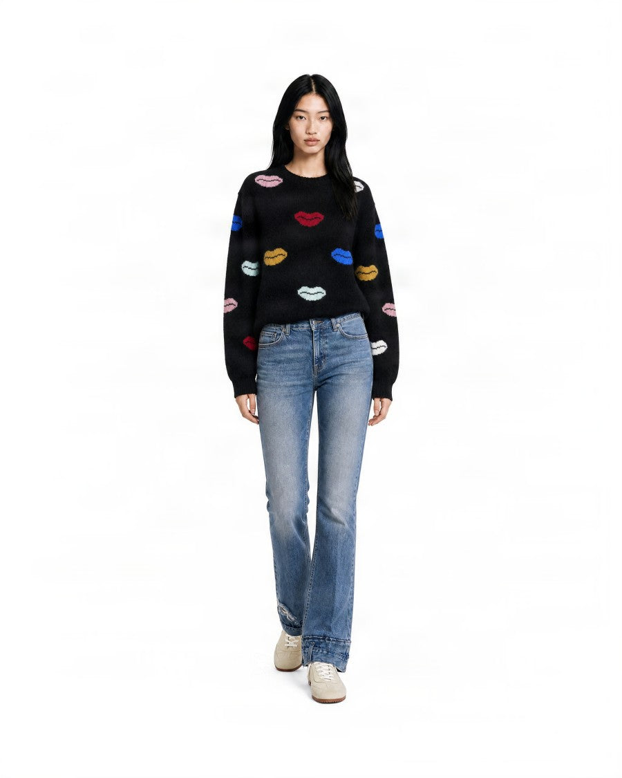 Fiorucci Intarsia Knit Mohair-Blend Scalloped Sweater
