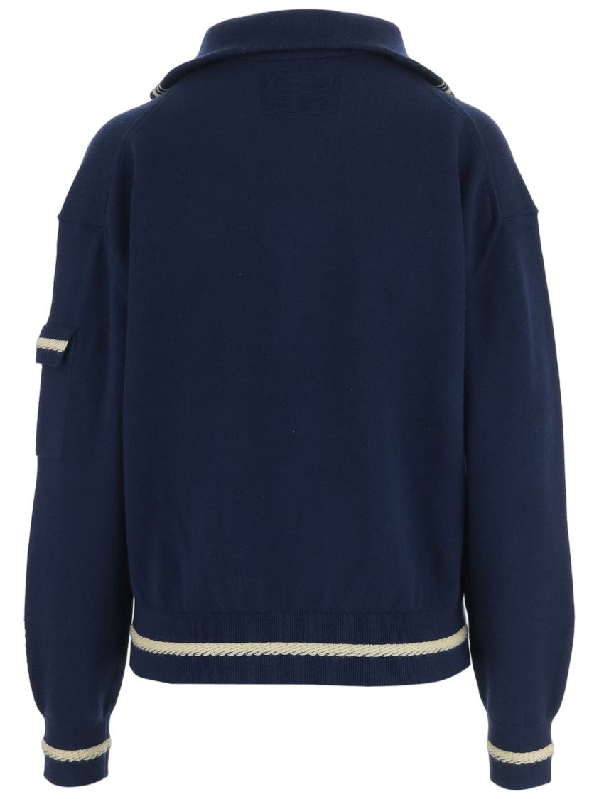 Guest In Residence Blue Ribbed Cotton-Cashmere Zip Sweater