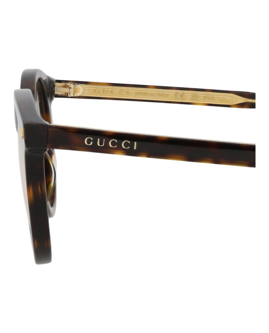 Gucci Round-Frame Acetate Sunglasses With Tortoiseshell Pattern