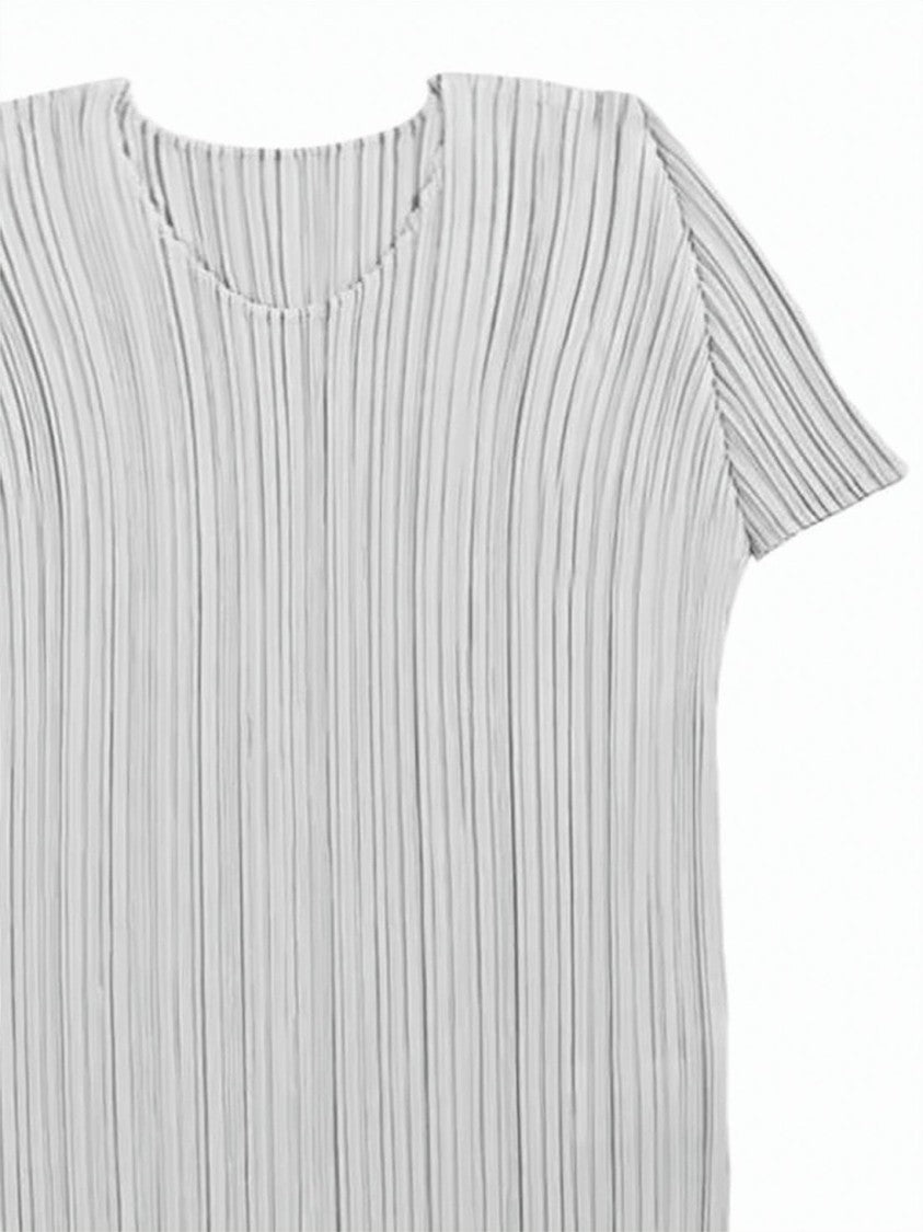 Pleats Please Pleated White Short-Sleeved Top With Structured Silhouette