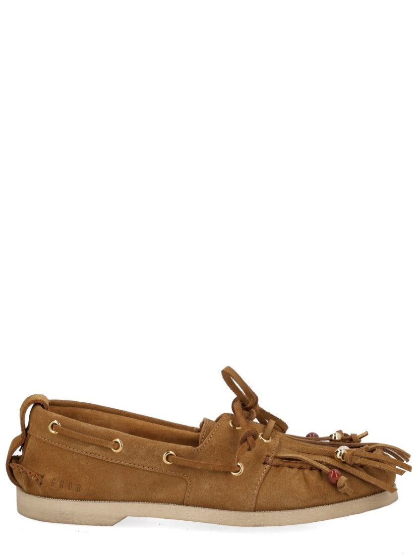 Golden Goose Cruise Warm Brown Suede Fringe Moccasins Loafers