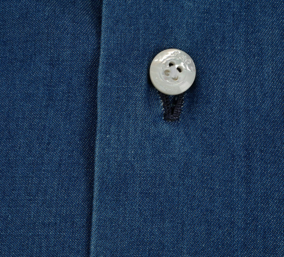 Finamore Stone Washed Denim Tailored Shirt Milano Line