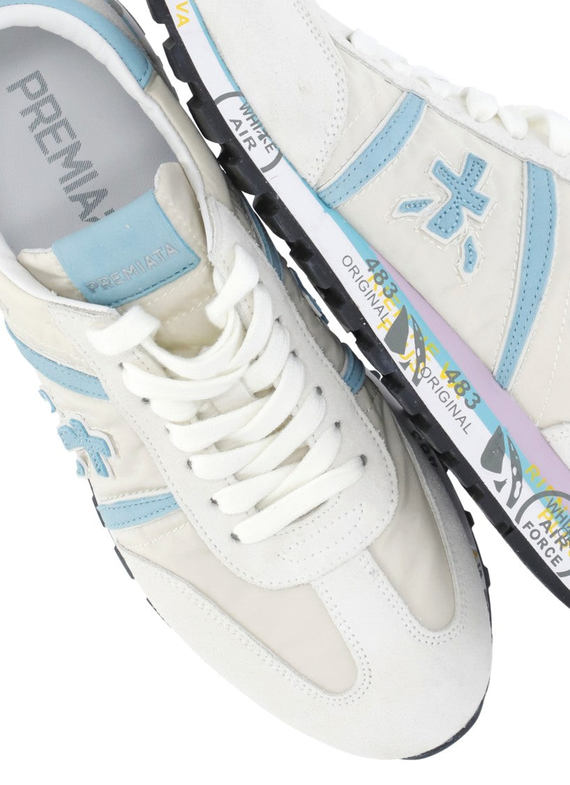 Premiata White Lucyd 0.1 8143 Suede-Blend Sneakers