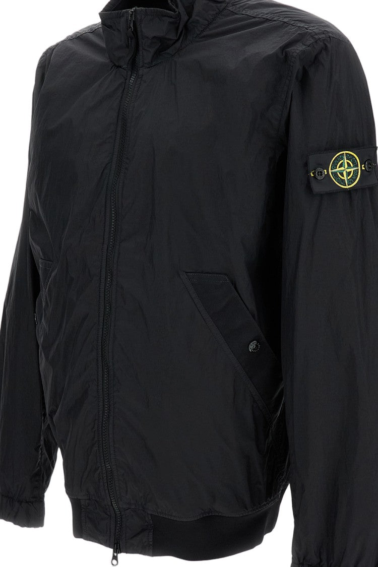 Stone Island Technical Bomber Jacket With Structured Stand Collar