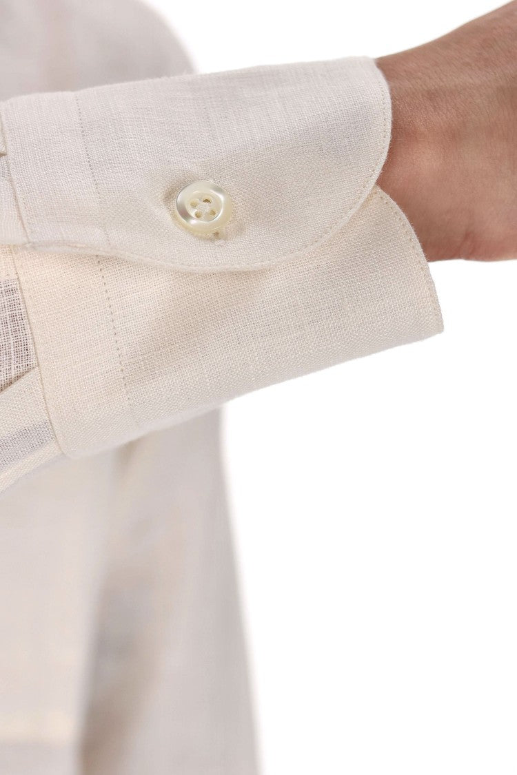 Pt Torino Open Collar Over Fit Linen Shirt