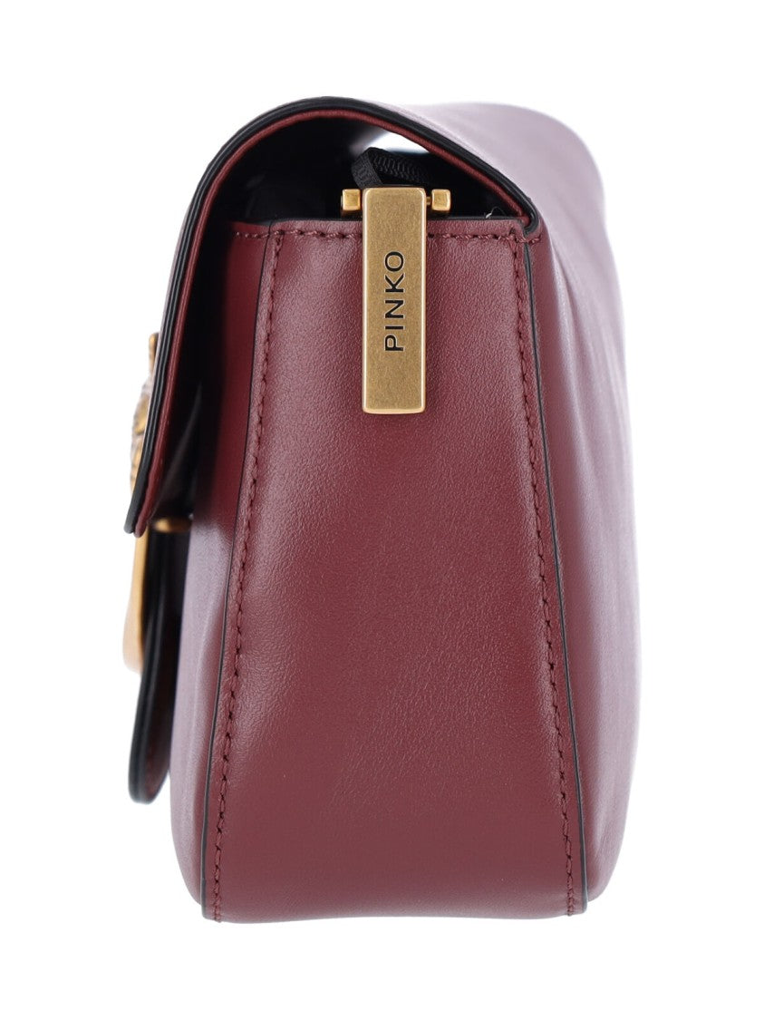 Pinko Bordeaux Love One Calfskin Shoulder Bag