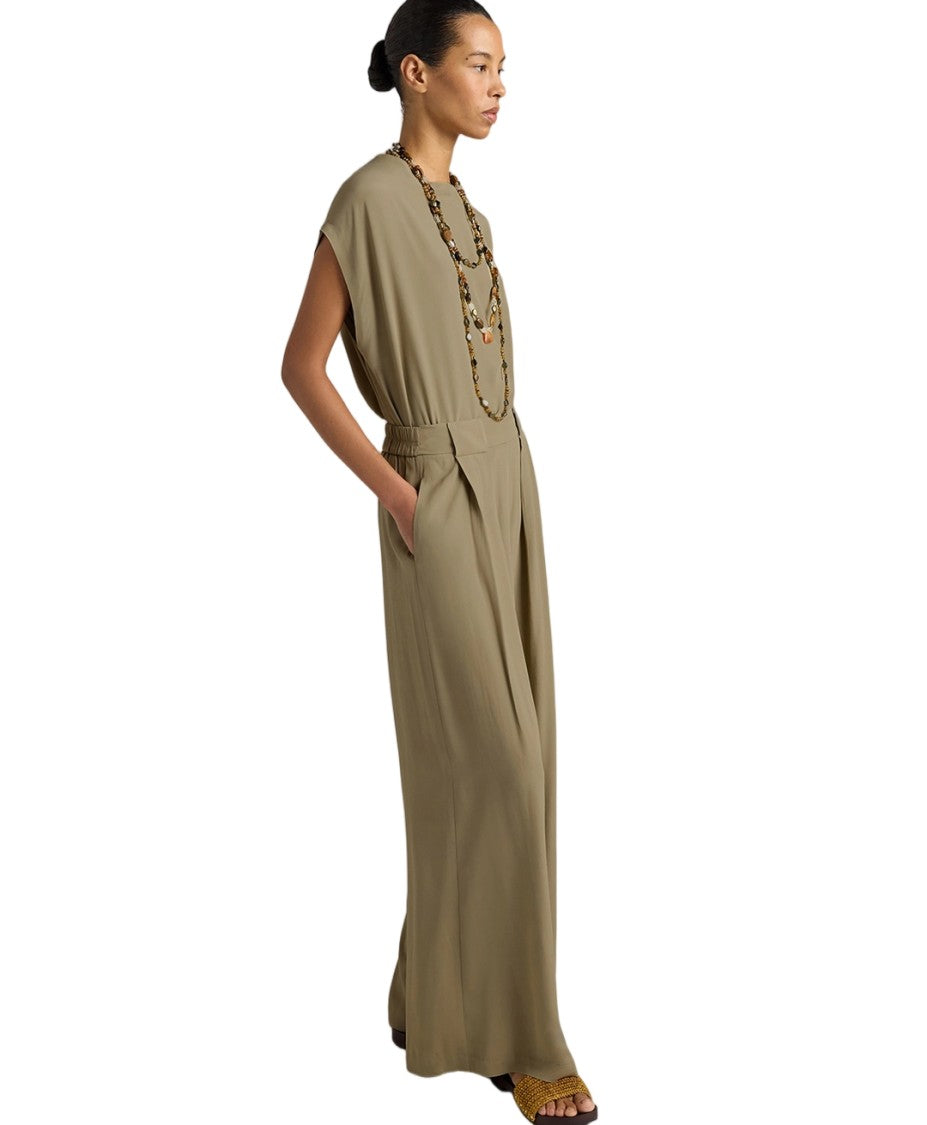 Momonì Acetate-Silk Crêpe Front-Pleats Wide-Leg Pants