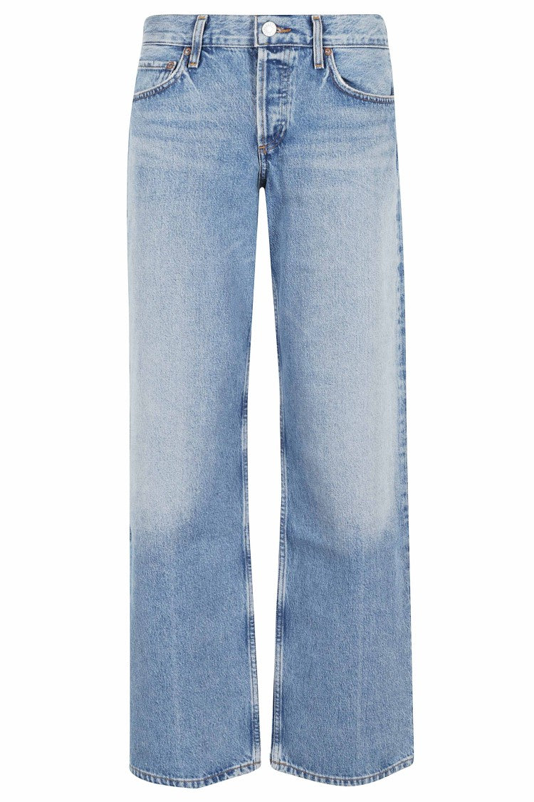 Agolde Indigo Low Rise Loose Button-Fly Cotton Jeans