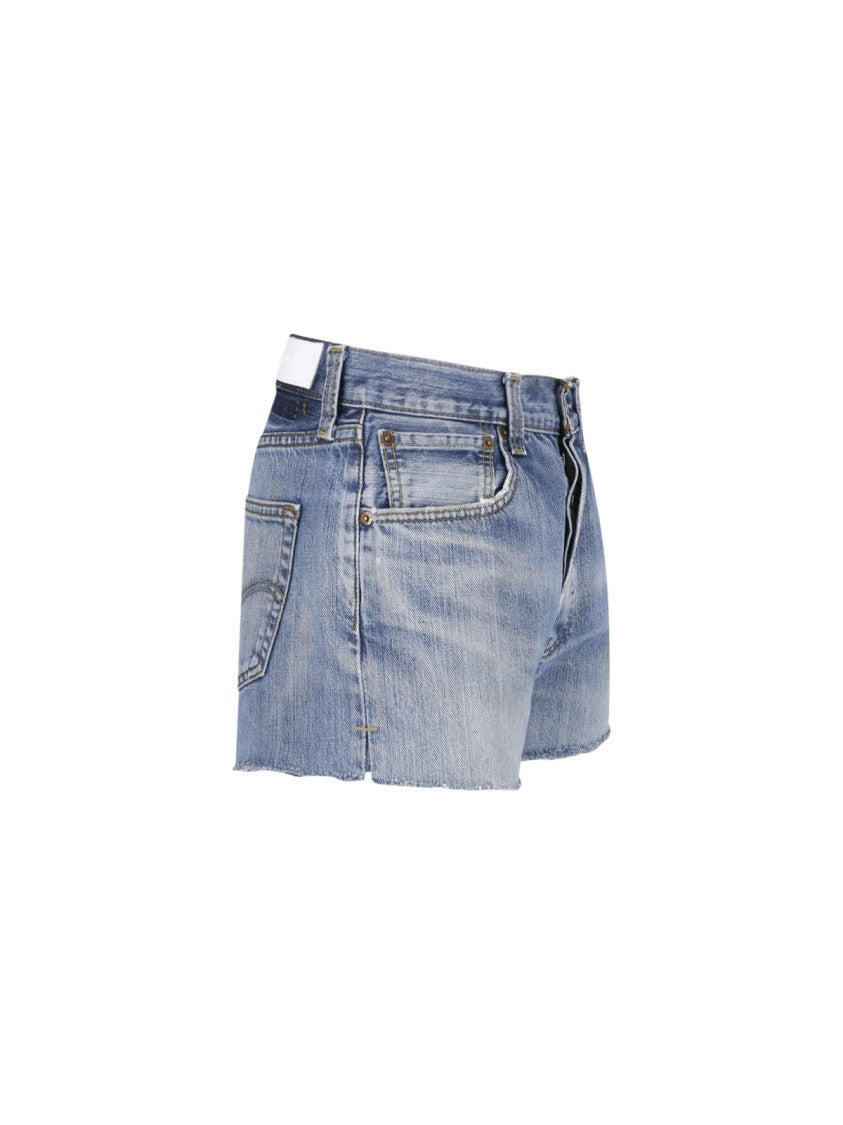 Re/Done Light Blue Worn Five-Pocket Denim Shorts