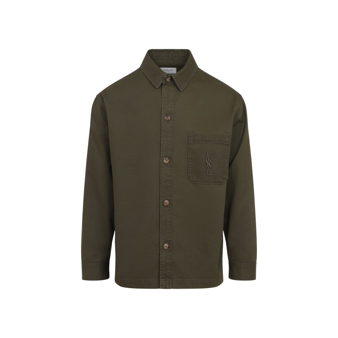 Saint Laurent Solferino Green Cotton Overshirt