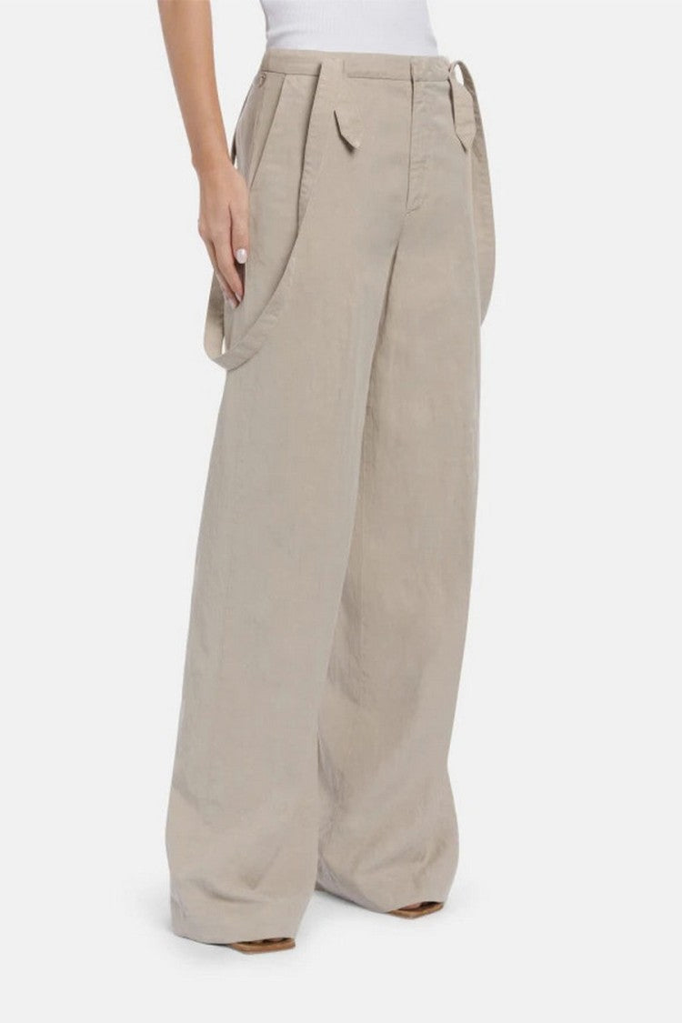 Dondup Beige Wide-Leg Pleated Trousers