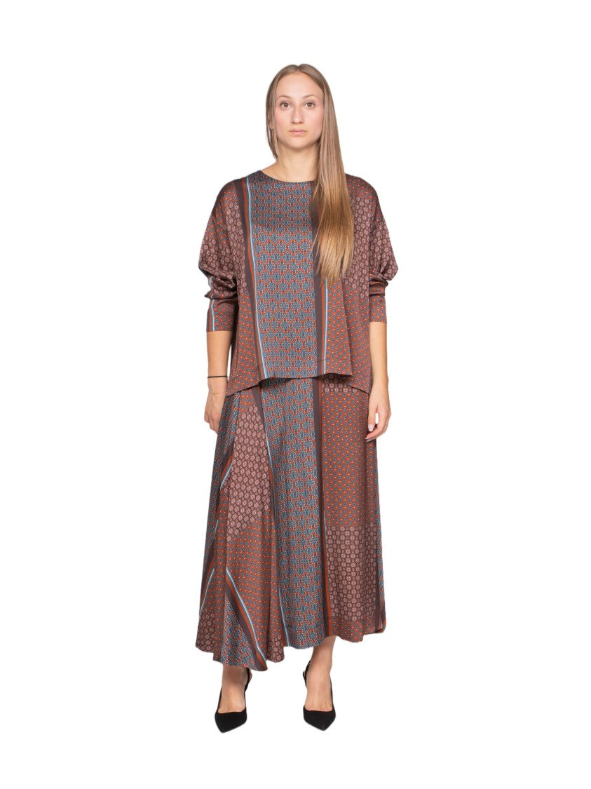Oblò Patchwork Patterned Long-Sleeved Blouse