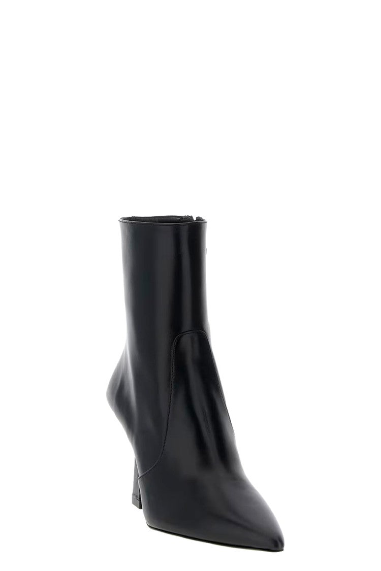 Stuart Weitzman Black Leather Stiletto Ankle Bootie