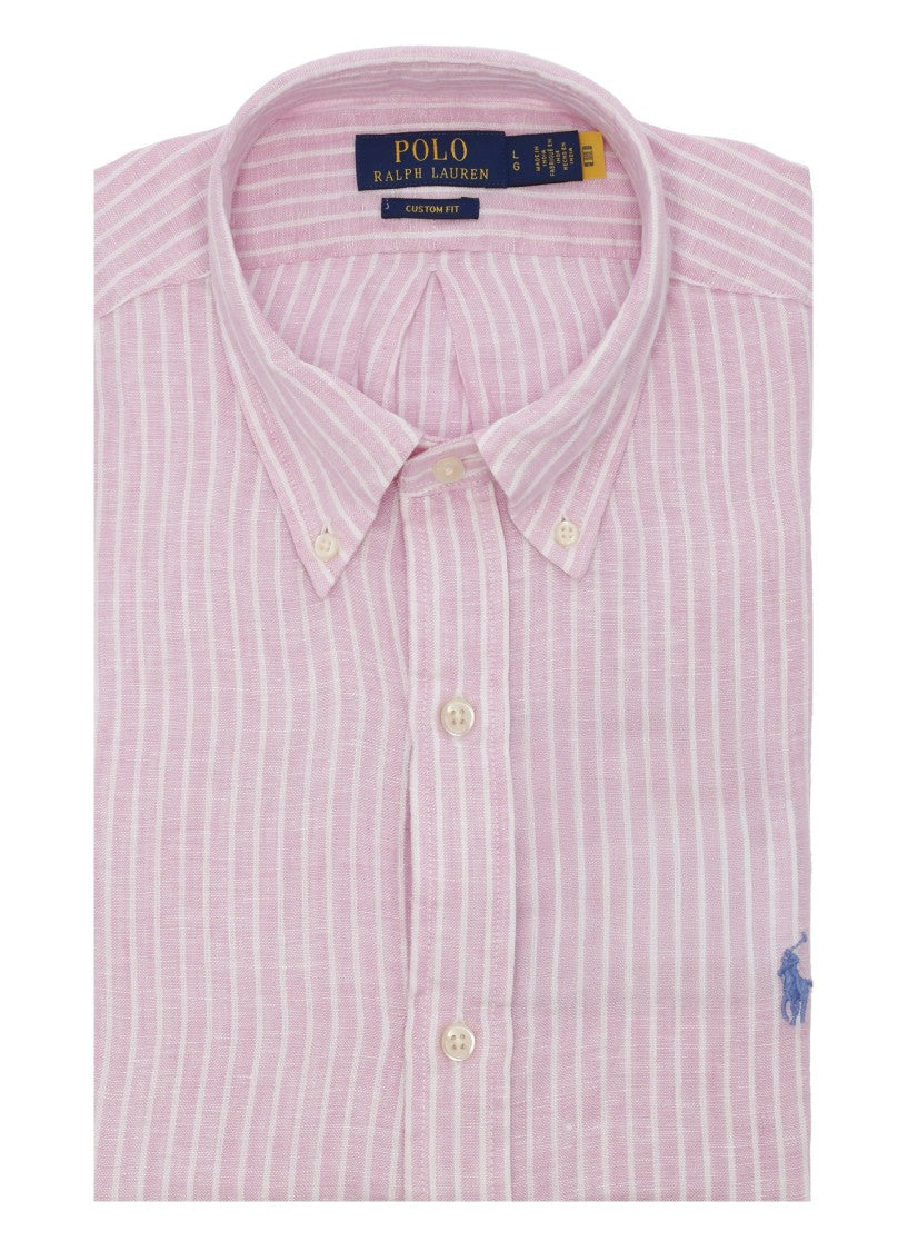Polo Ralph Lauren Pink Striped Pony Linen Shirt