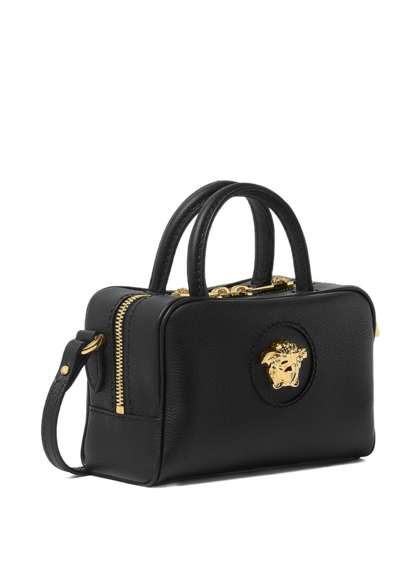 Versace Structured Pebbled Handbag With Medusa Emblem