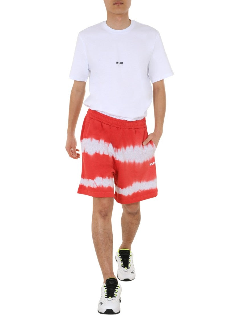 Msgm Relaxed Fit Red Tie-Dye Bermuda Shorts