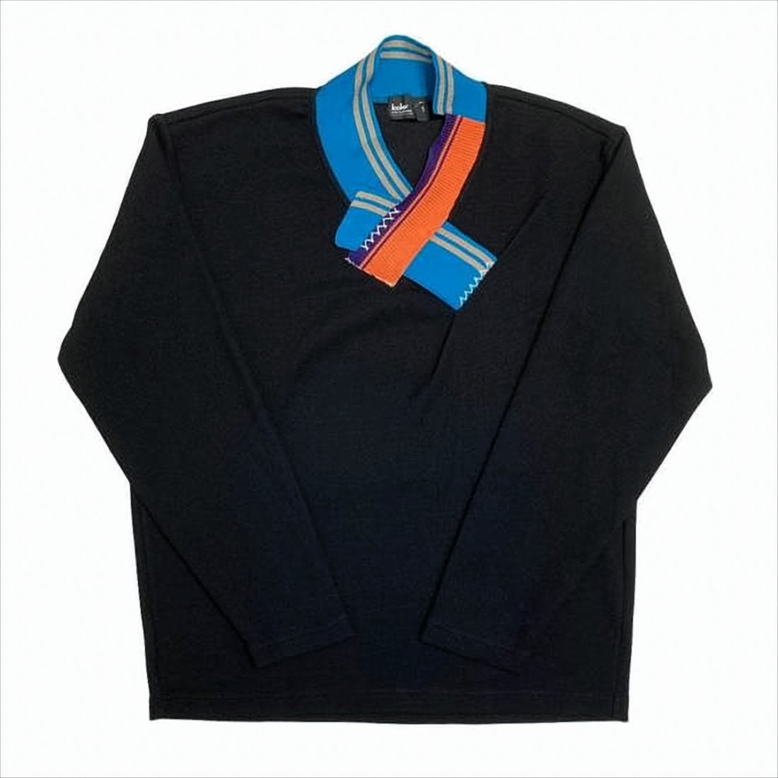 Kolor Colorful Collar Black Turtleneck